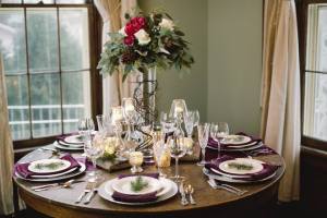 woodsy wedding reception table setting